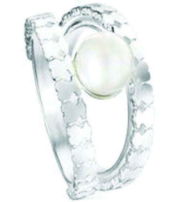 Anillo Straight tiras de plata y perla