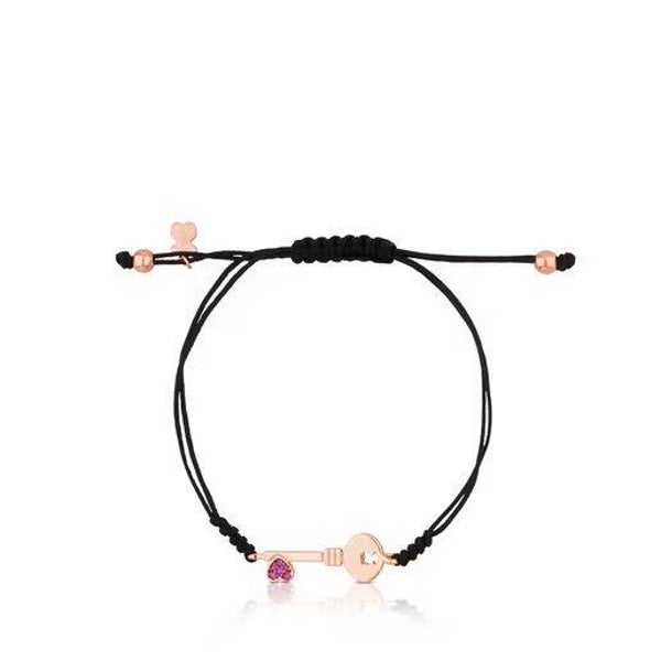 Pulsera San Valentín de Plata Vermeil rosa con Rubíes