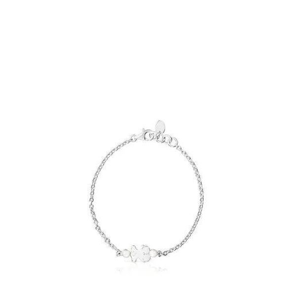 Pulsera de plata y perlas motivo oso Real Sisy