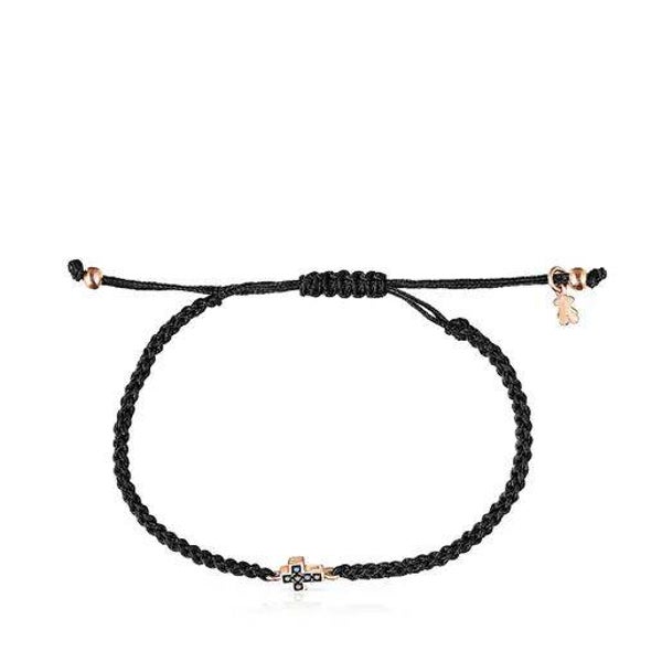 Pulsera cruz de plata vermeil rosa