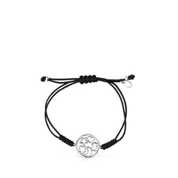 Pulsera de plata y cordón negro Silueta