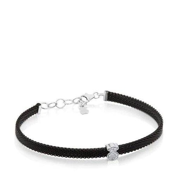 Pulsera Tous Icon Mesh de Acero y Oro blanco
