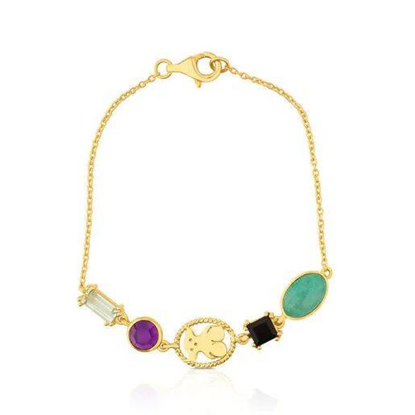 Pulsera de plata vermeil ,  multicolor Camee