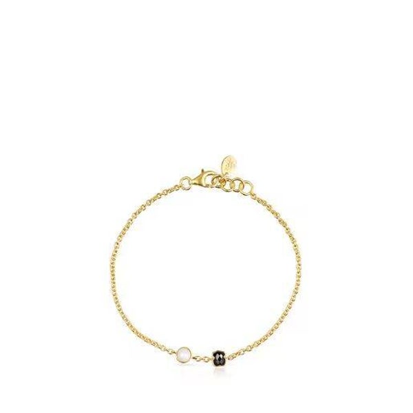 Pulsera de plata vermeil con ónix y perla Glory