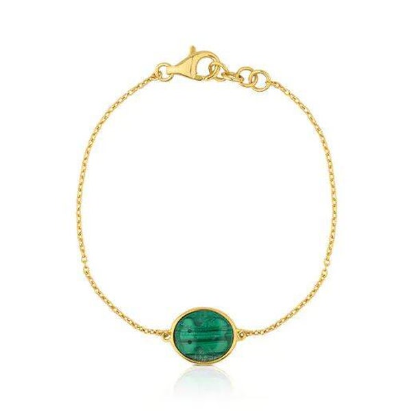 Pulsera de plata vermeil con malaquita