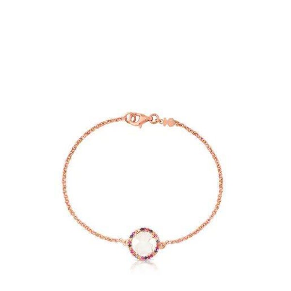 Pulsera de plata vermeil rosa con gemas Camille
