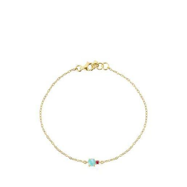 Pulsera de oro con amazonita y rubí Mini Ivette