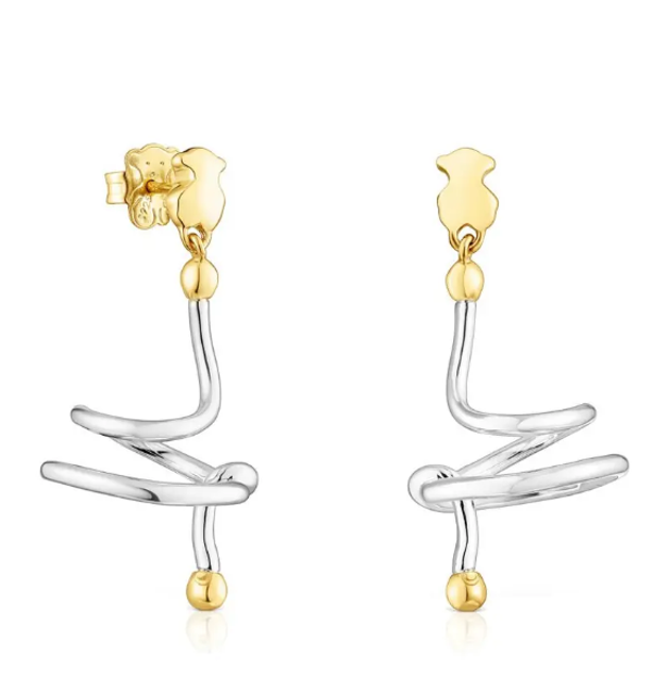 TOUS Pendientes Oso Plata dorado