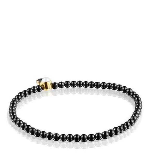 Pulsera de ónix y plata vermeil con perla Glory