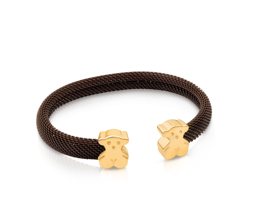 Pulsera marrón y plata vermeil Mesh