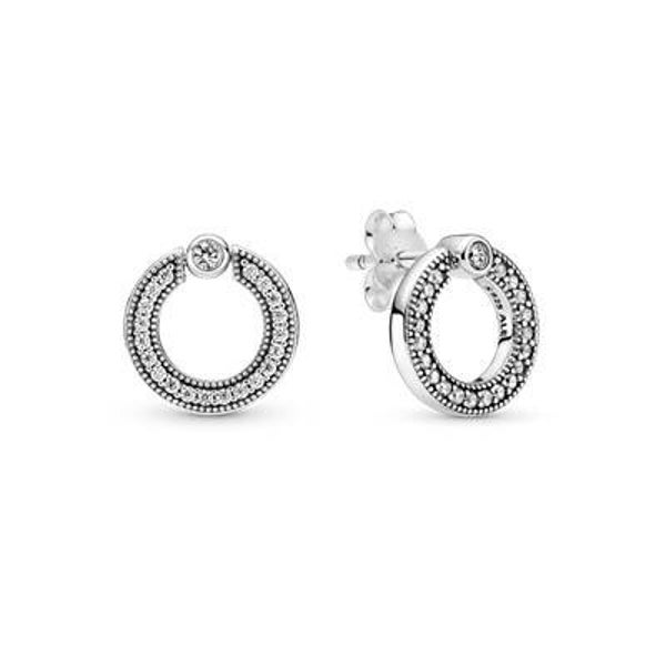 Pendientes de Botón Reversibles Círculo Logotipo y Pavé