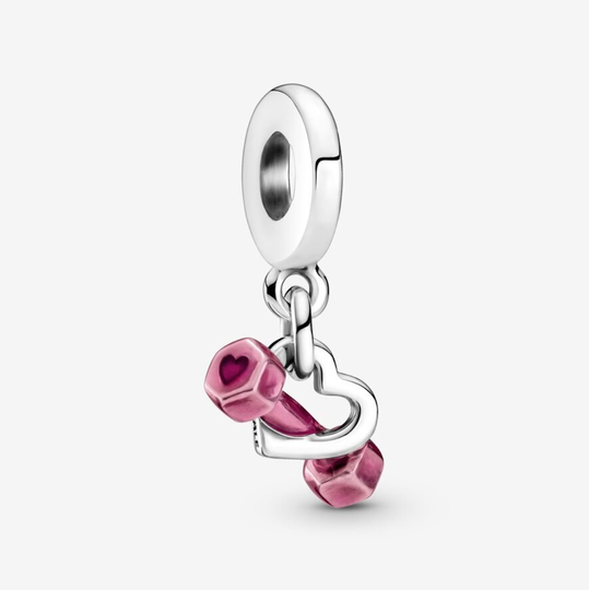 Dumbbell & Heart Dangle Charm