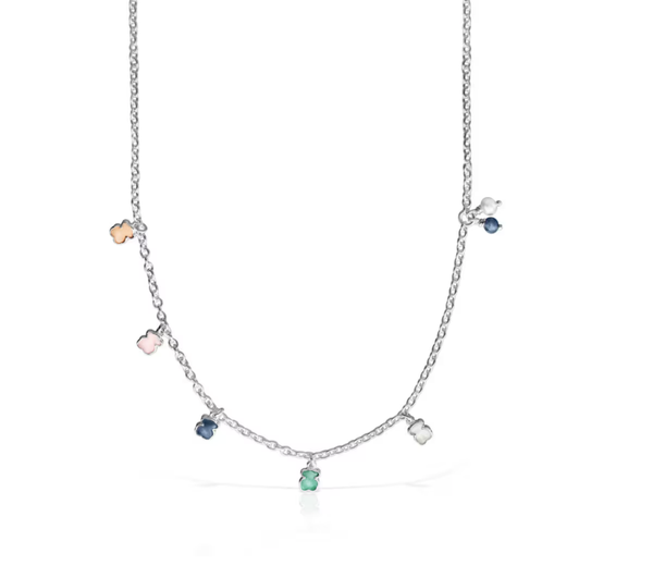 Collar TOUS Mini Color de Plata con Gemas y Perla