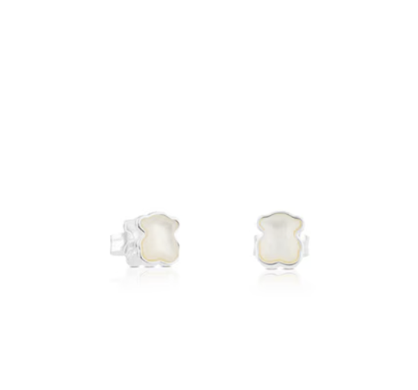 TOUS Pendientes de plata y nácar 0,7cm.