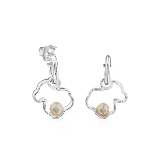 TOUS Pendientes de plata con perla 1,6cm Silueta