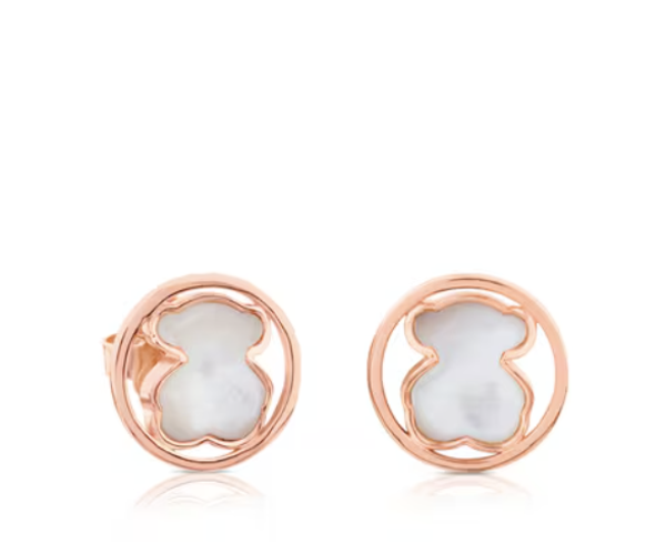 TOUS Pendientes con baño de oro rosa 18 kt sobre plata y nácar Camille