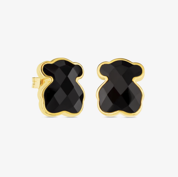 TOUS 15MM Pendientes ónix facetado
