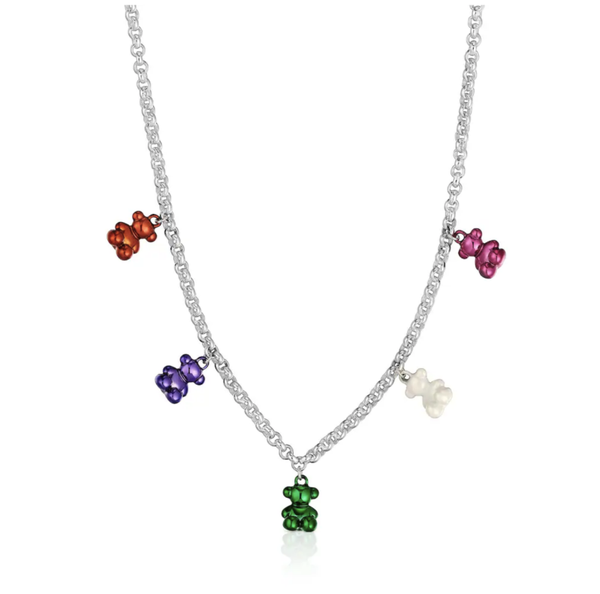 TOUS Collar con 5 osos de acero de colores Bold Bear
