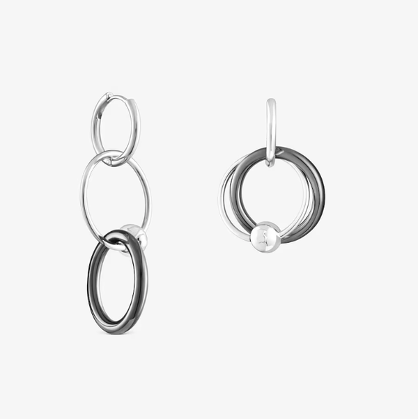 TOUS Aretes dark silver doble aro Plump