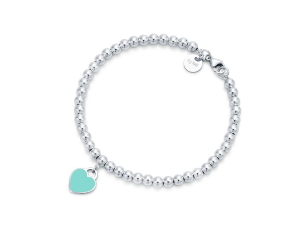 Return to Tiffany™ Pulsera de cuentas con insignia de corazón en color Tiffany Blue®
