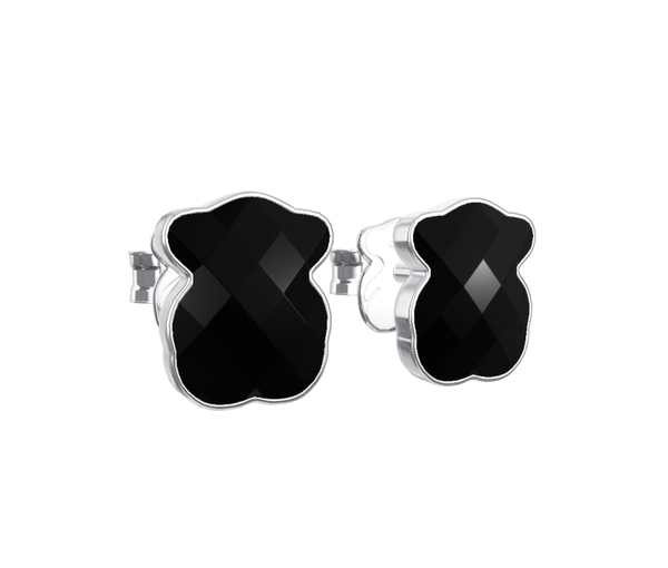 TOUS Pendientes de plata y ónix facetado Color