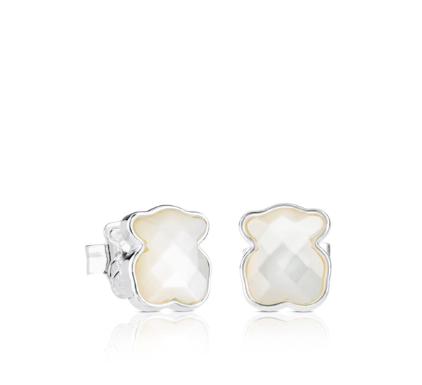 TOUS Pendientes de plata y nácar facetado motivo oso Color