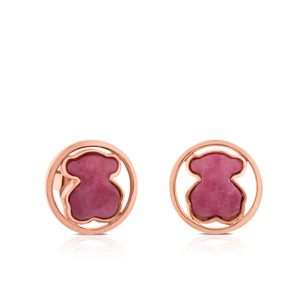 TOUS Pendientes Camille de Plata Vermeil rosa con Rodonita