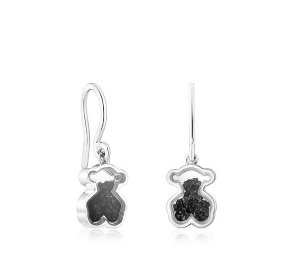 TOUS Pendientes Areia de plata y ónix