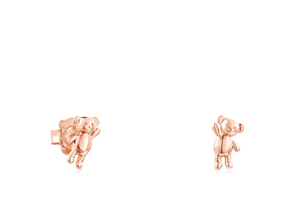TOUS Pendientes Teddy Bear de plata vermeil rosa