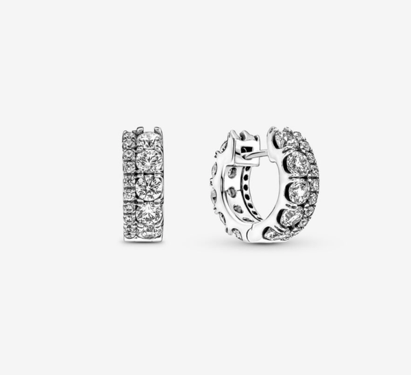 Double Band Pavé Hoop Earrings