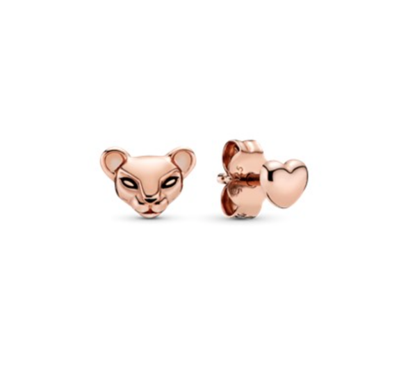 Aretes de botón Leona y corazón