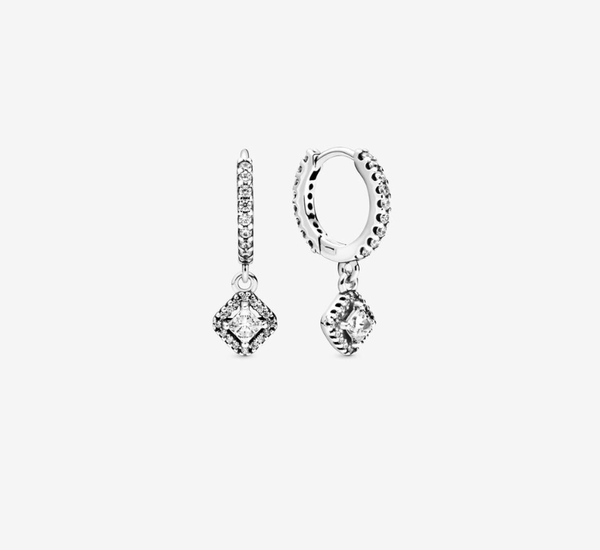 Square Sparkle Hoop Earrings