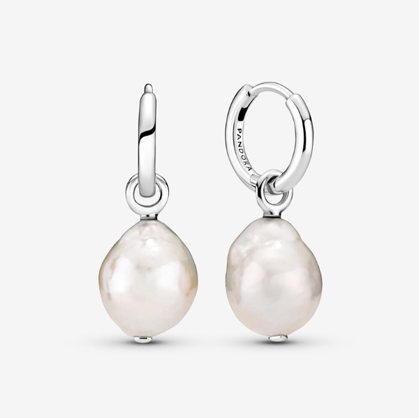 Treated Freshwater Cultured Baroque Pearl Hoop Earrings