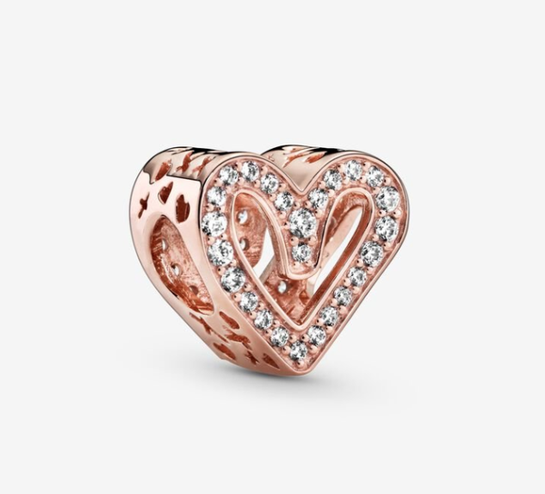 Sparkling Freehand Heart Charm (Oro rosa y Plateado)