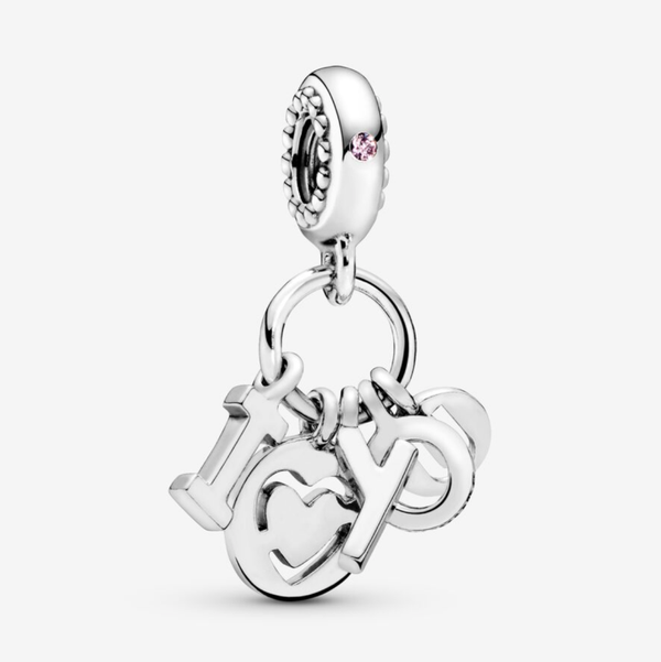 I Love You Letters Dangle Charm (Plateado y oro rosa)