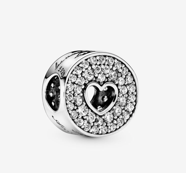 Pavé and Heart Anniversary Charm (plateado y oro rosa)