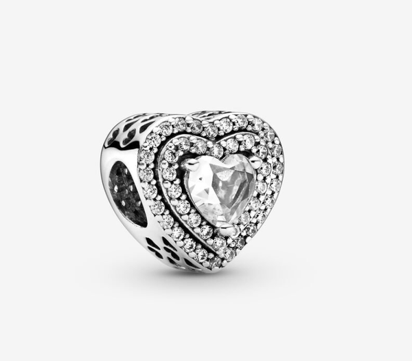 Sparkling Leveled Hearts Charm (plateado y dorado)