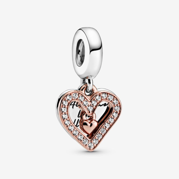Sparkling Freehand Heart Dangle Charm