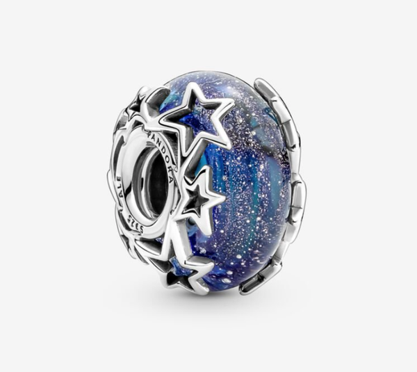 Galaxy Blue & Star Murano Charm