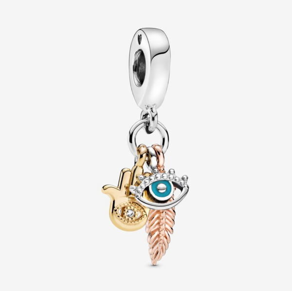 Hamsa, All-seeing Eye & Feather Spirituality Dangle Charm