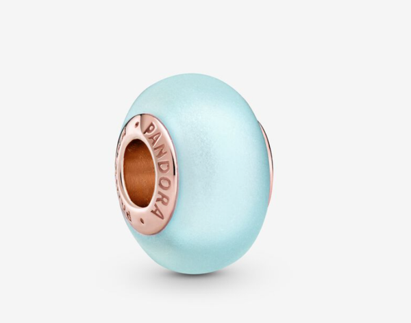 Matte Blue Murano Glass Charm (Celeste y Rosa)