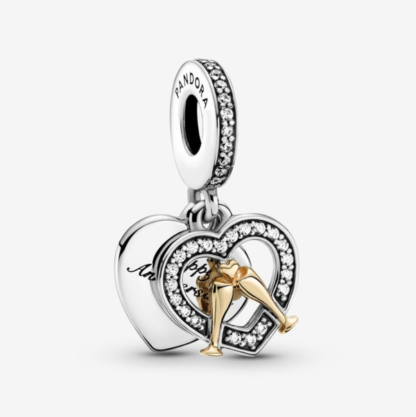 Two-tone Happy Anniversary Dangle Charm