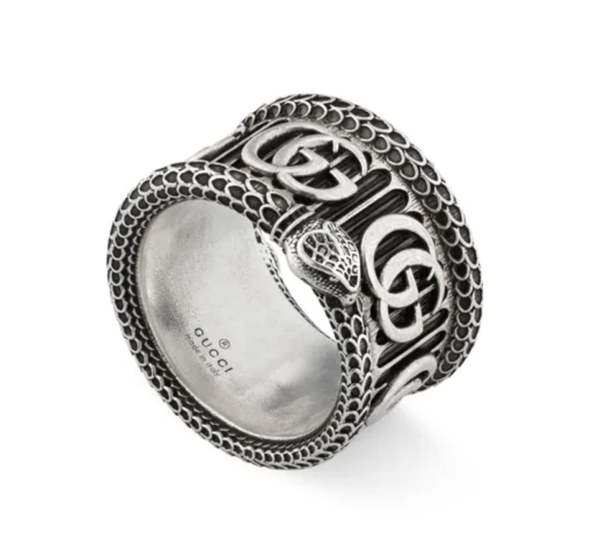 Silver ring with Double G