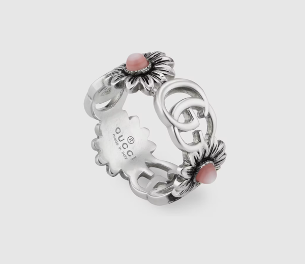 Double G mother of pearl ring