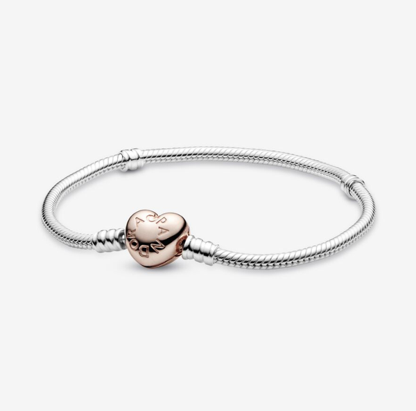 Pandora Moments Heart Clasp Snake Chain Bracelet (TALLA 23)