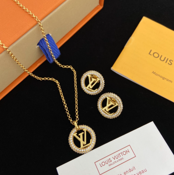 Louis Vuitton Set - Collar + Aretes (Dorado / Plateado / Oro Rosa)