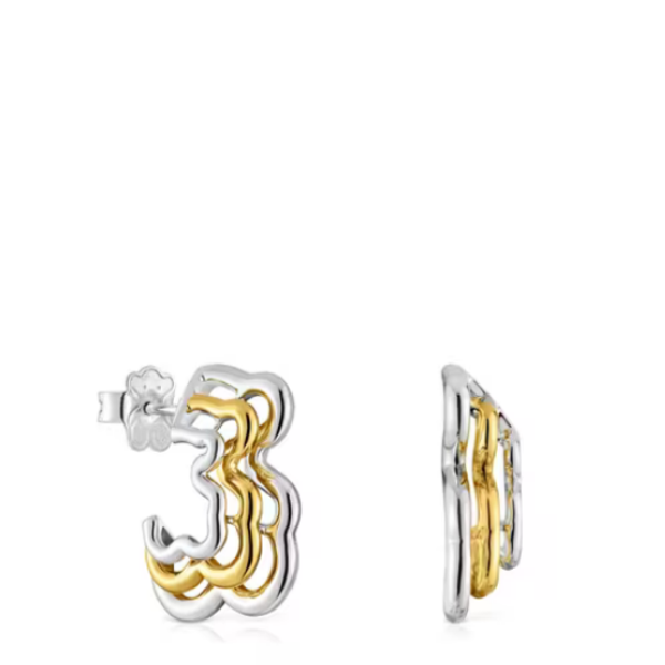 TOUS Aretes pequeños triple oso bicolor