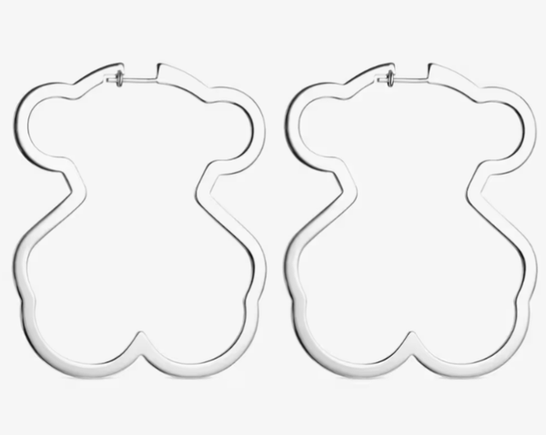 TOUS Pendientes Aros Silueta oso de Plata