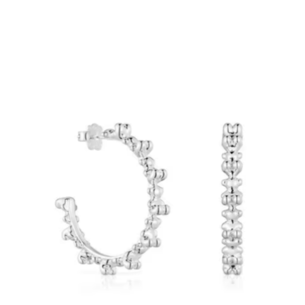 TOUS Pendientes aro de plata Motivo Oso 3cm