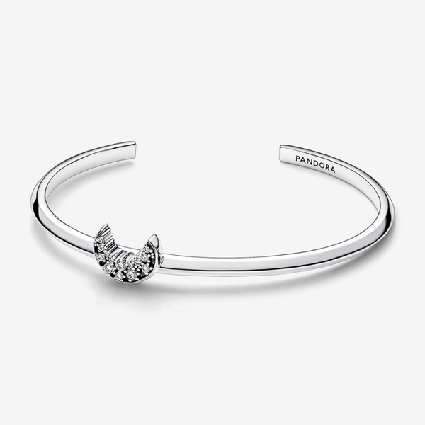 Moon sterling silver open bangle